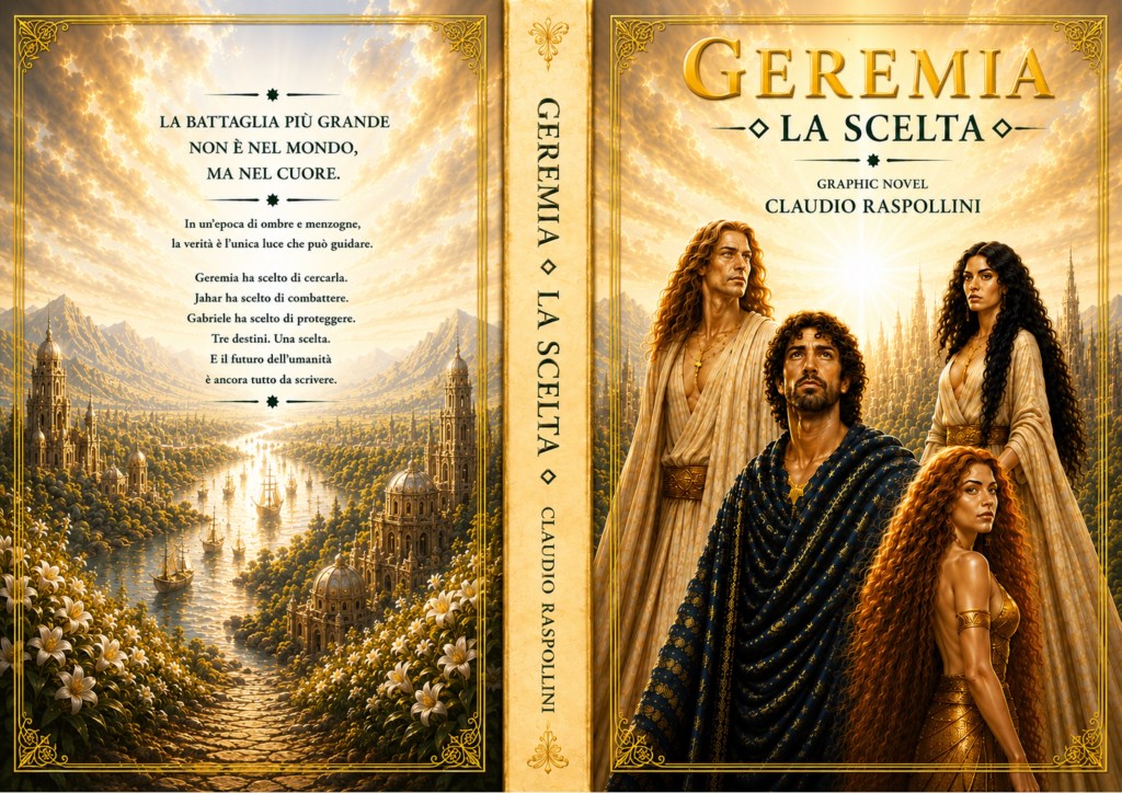 Copertina completa di Geremia – La Scelta, graphic novel di Claudio Raspollini