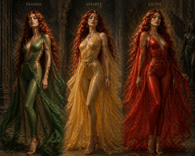 Da sinistra: Inanna, Astarte e Lilith, i tre personaggi della graphic novel